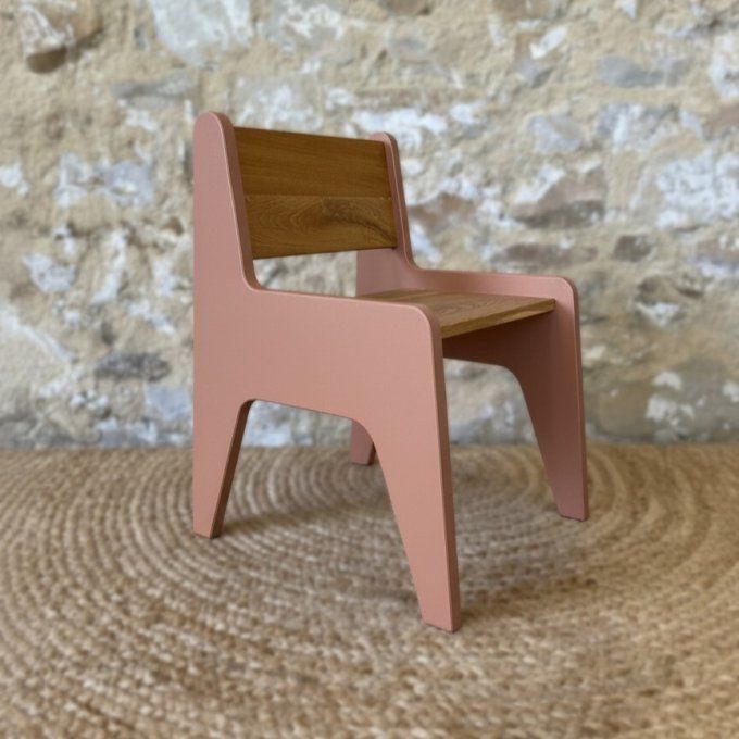 petite chaise - chêne & vieux rose